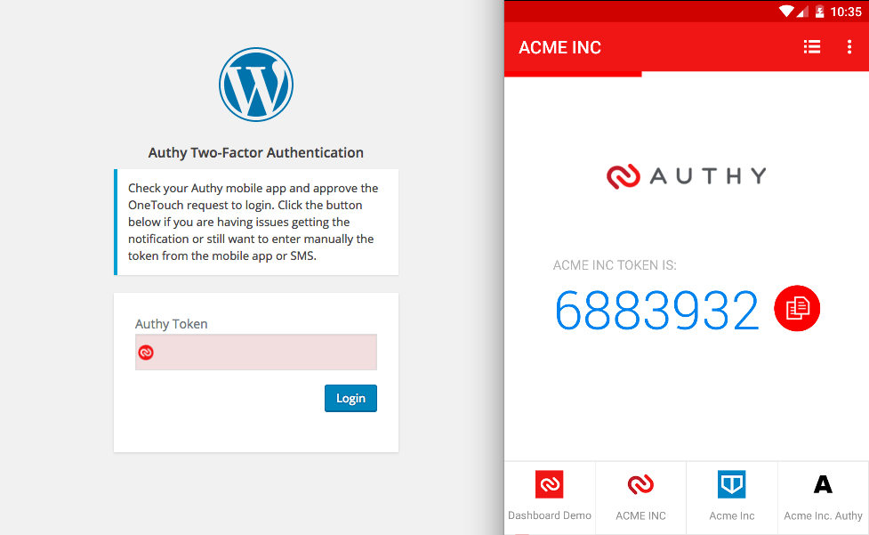 Authy two factor authentication plugin has a user friendly interface
