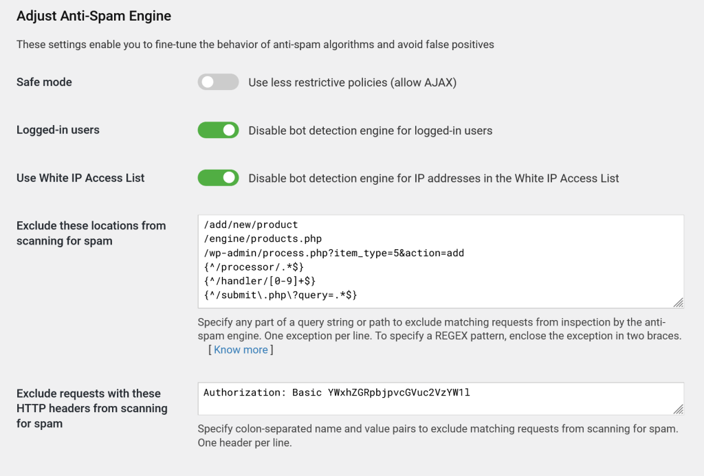 WordPress: Configuring Anti-spam Exceptions