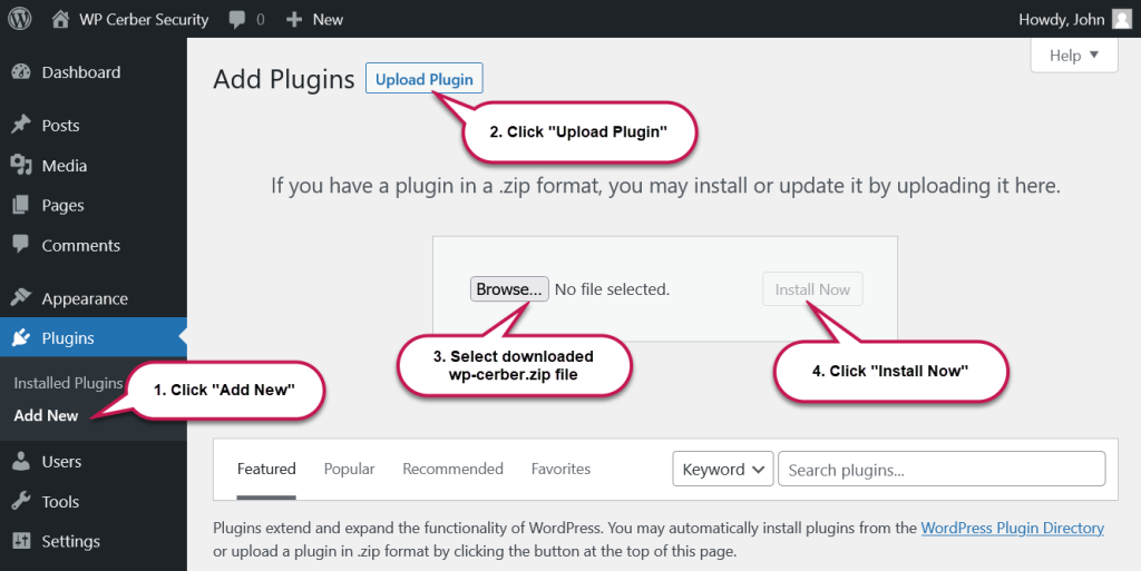 How to install WP Cerber plugin on WordPress