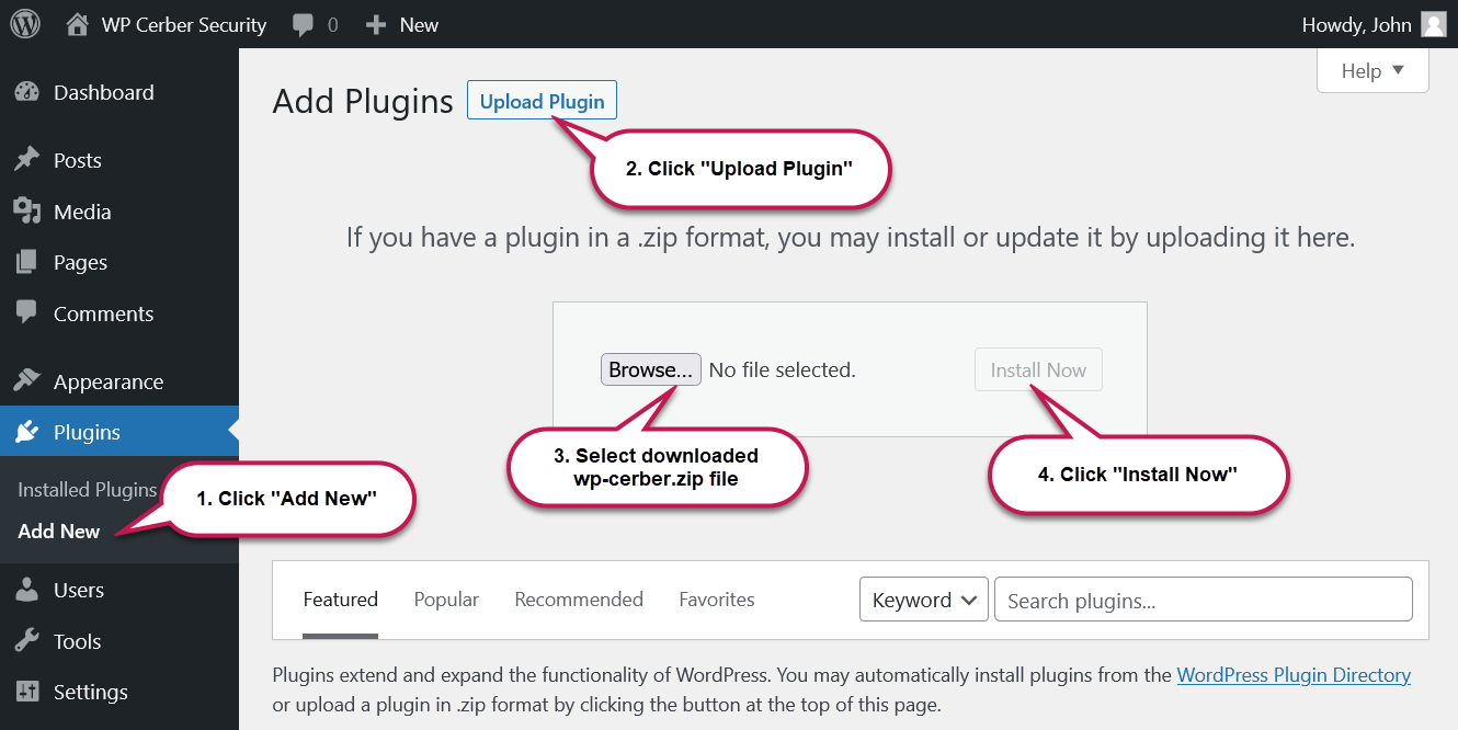 How to install WP Cerber Security – WordPress security plugin, malware ...